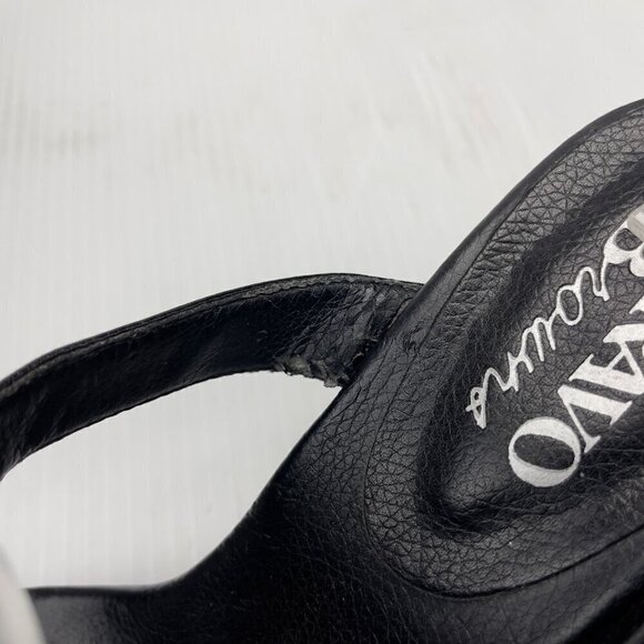 BROWNS Bravo Sultan Y2K Black Leather Jewels T-Strap Sandals Size 7M - Picture 3 of 9